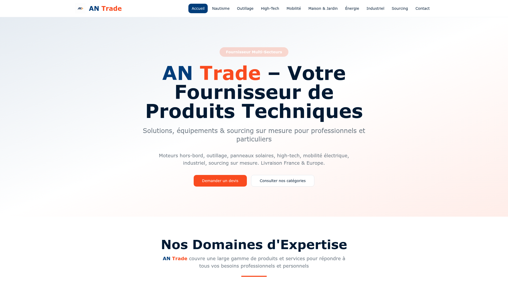 Aperçu du site Antrade