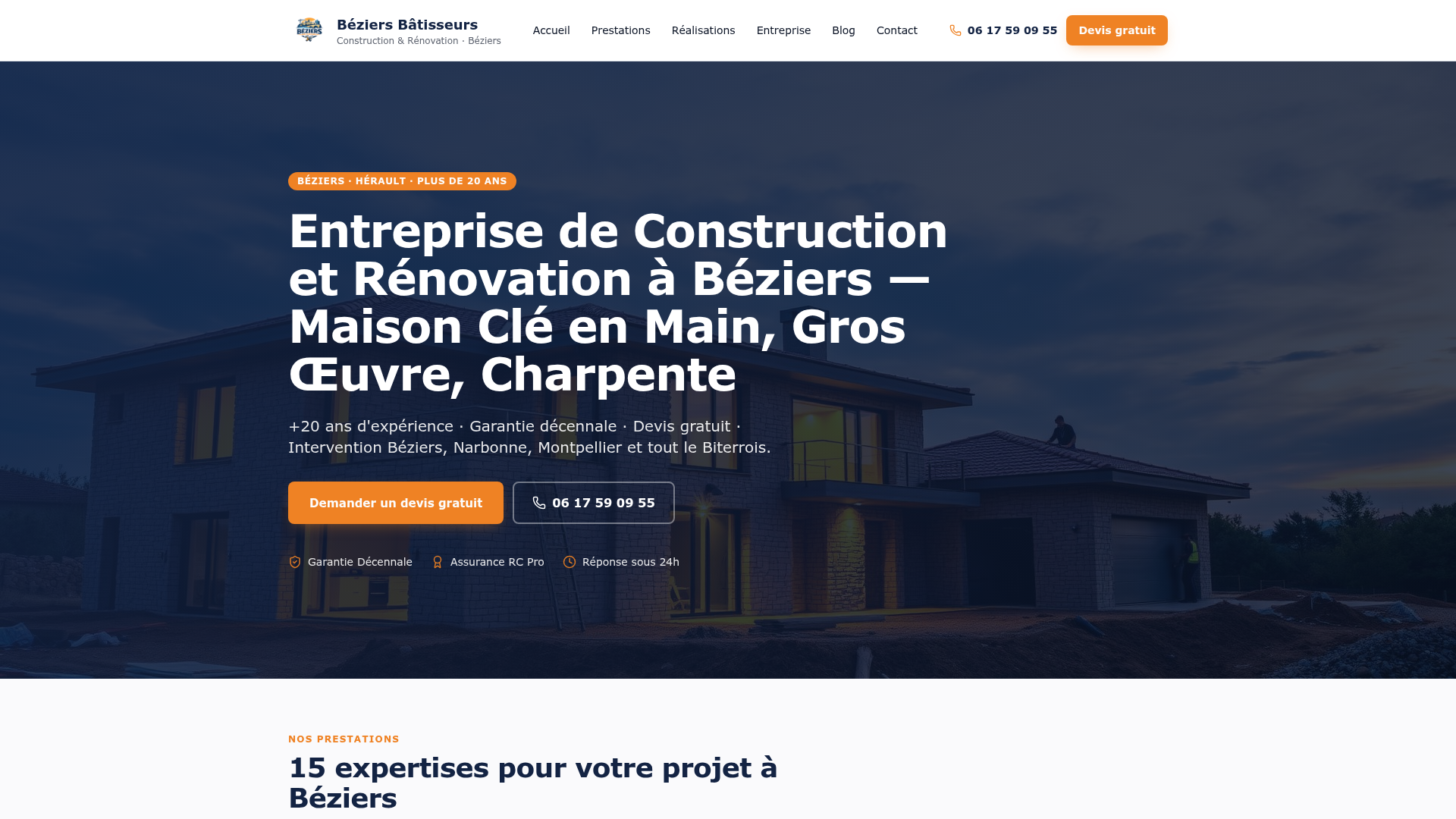 Aperçu du site Béziers Bâtisseurs